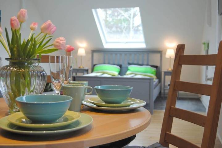 Ferienwohnung für 4 Personen, mit Terrasse und Garten sowie Ausblick