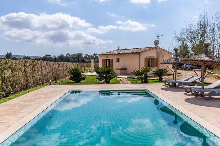 Vacation Home Son Fort Des Trenc with Mountain View, Pool, Wi-Fi, Terrace & Garden in Campos, South Majorca