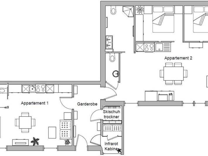 Ganze Ferienwohnung, Appartements Hochegg - Appartement 1/Fewo, Dusche, Wc, 1 Schlafraum in Pichl-Preunegg, Schladming-Dachstein