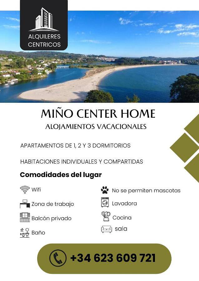 Apartamento para 4 personas, con balcón y vistas en Miño