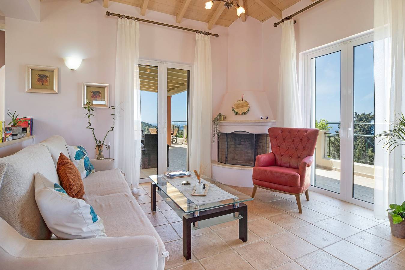 Villa 'Belvedere Rosa' mit Meerblick, Pool, Terrasse und Wlan in Griechenland