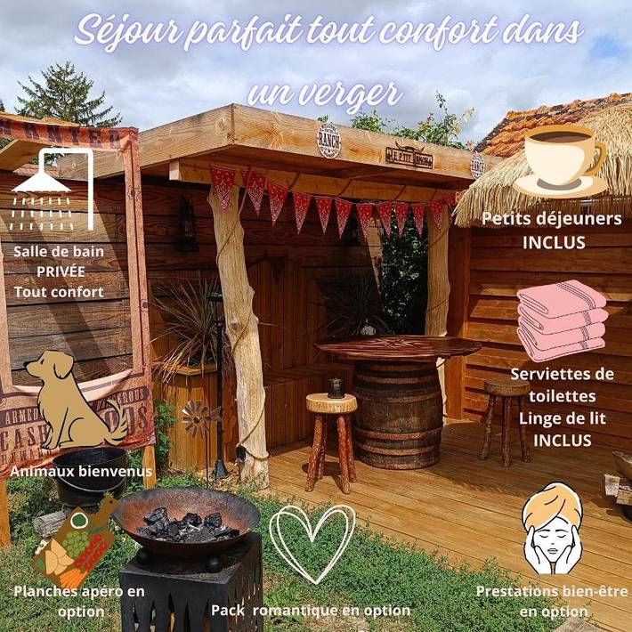 Location de vacances pour 2 personnes, avec jardin et terrasse à Boucé