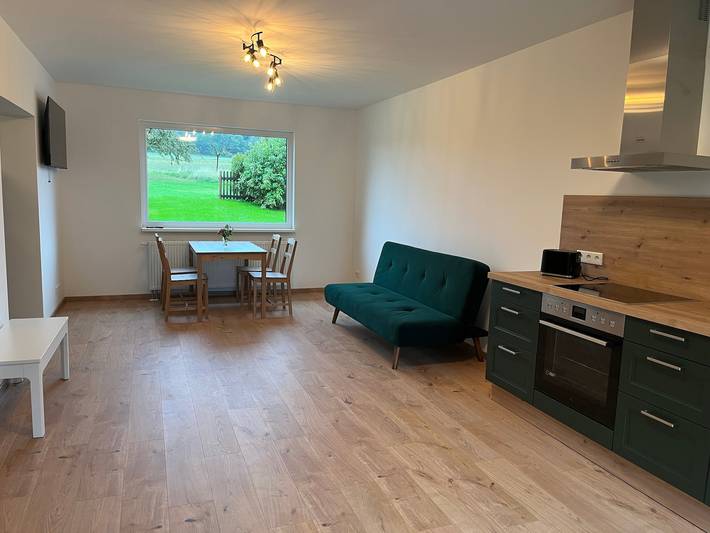 Ferienwohnung für 4 Personen, mit Terrasse und Ausblick sowie Garten, kinderfreundlich in Reinhardtsdorf-Schöna