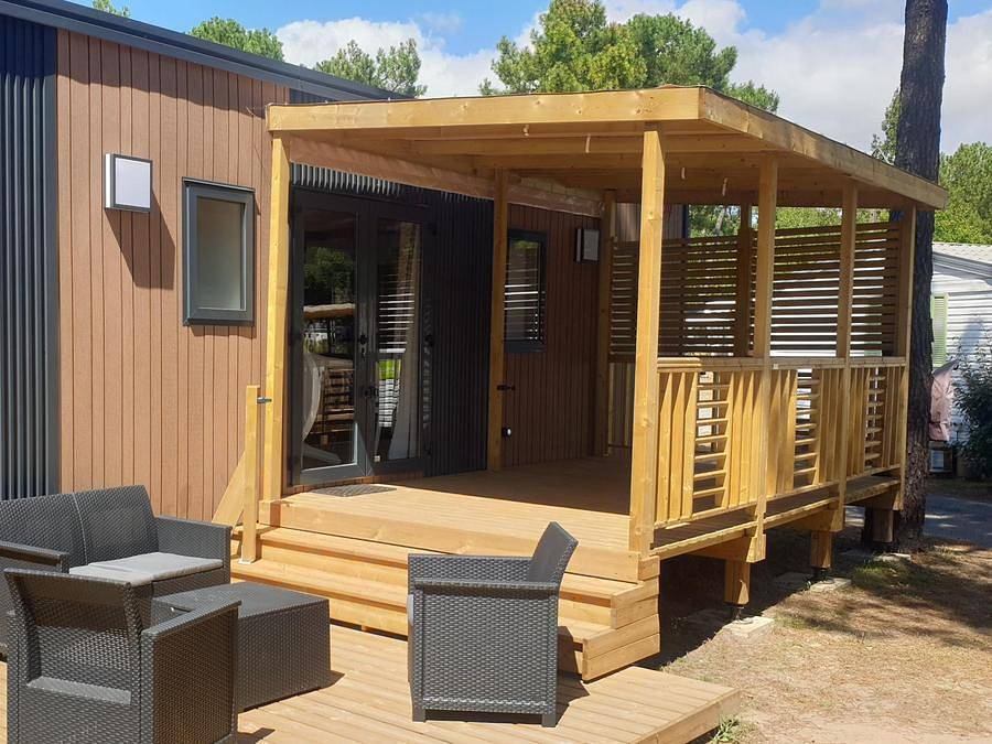 Camping Le California - Mobilheim 4 personen - Cottage Duo Premium 2 Schlafzimmer - Tv-Waschmaschine 4 pers. in Saint-Jean-de-Monts, Vendée