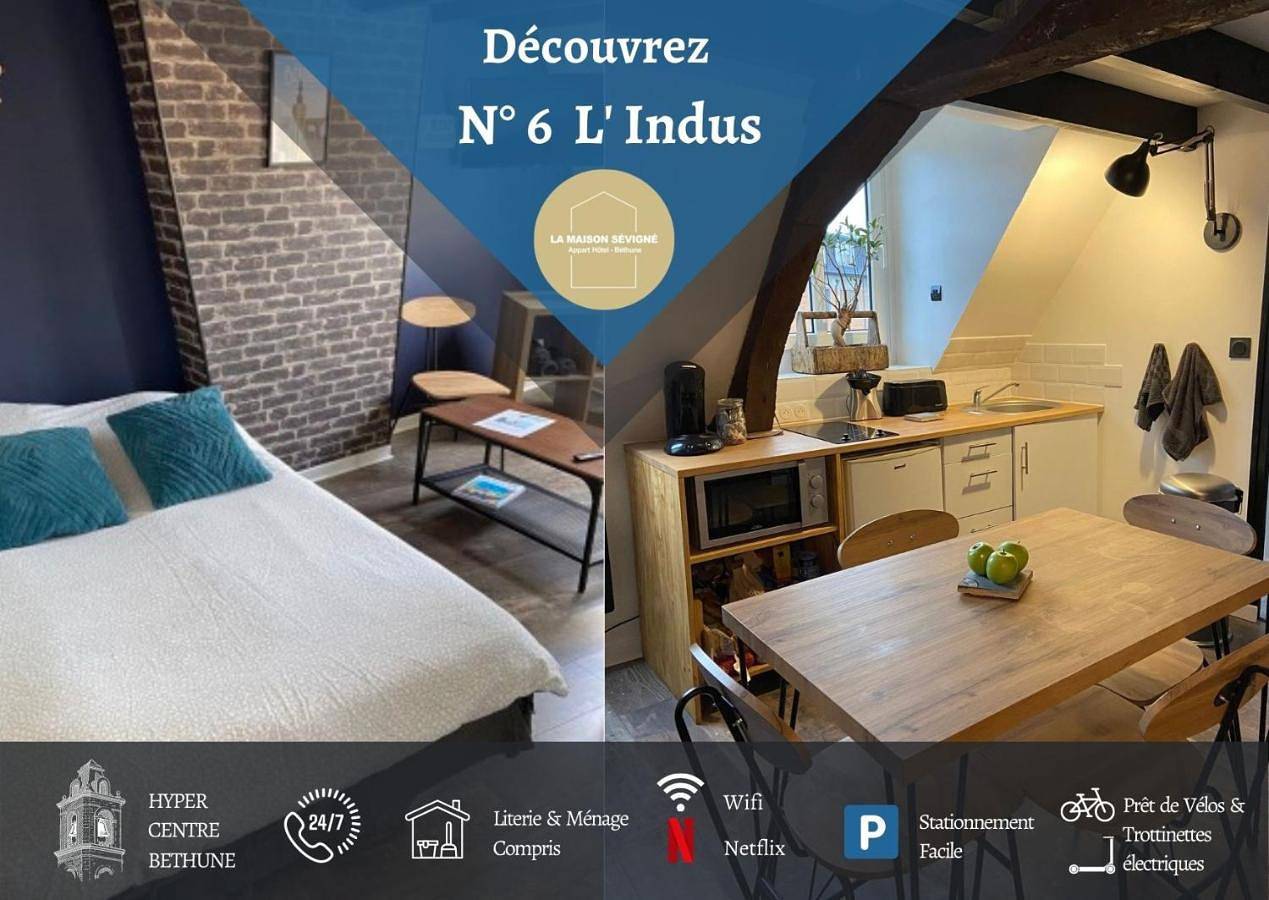 Appartement entier, La Maison Sévigné Appart Hôtel N6 L'indus Climatisé in Béthune, Région de Béthune
