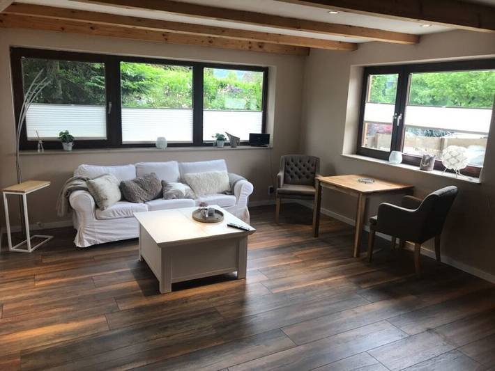Ferienwohnung für 2 Personen, mit Terrasse und Garten sowie Sauna, mit Haustier