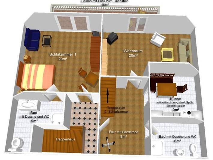 Ferienwohnung für 2 Personen, mit Balkon, kinderfreundlich in Sächsische Schweiz - 4