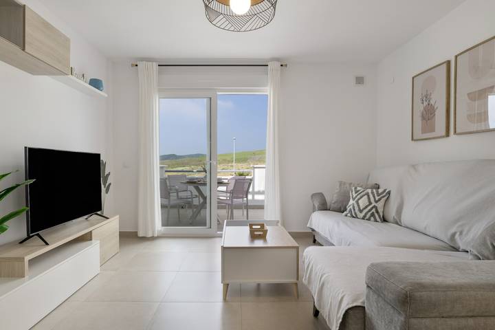 Entire apartment, Modern Atlanterra Apartment with Shared Pool, Solar Panels, Battery & Backup in Atlanterra, Tarifa
