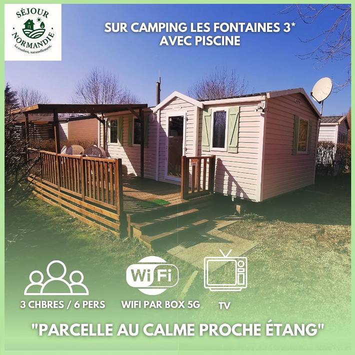 Camping pour 6 personnes, avec piscine ainsi que terrasse et jardin