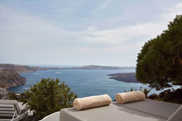 Villa pour 2 personnes, avec balcon et vue sur l’océan dans Firostefani