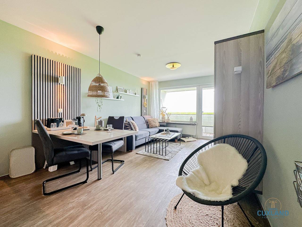 Ganze Wohnung, Ferienapartment Hyggezeit in Cuxhaven mit überdachtem Balkon und Meerblick in Döse, Cuxhaven