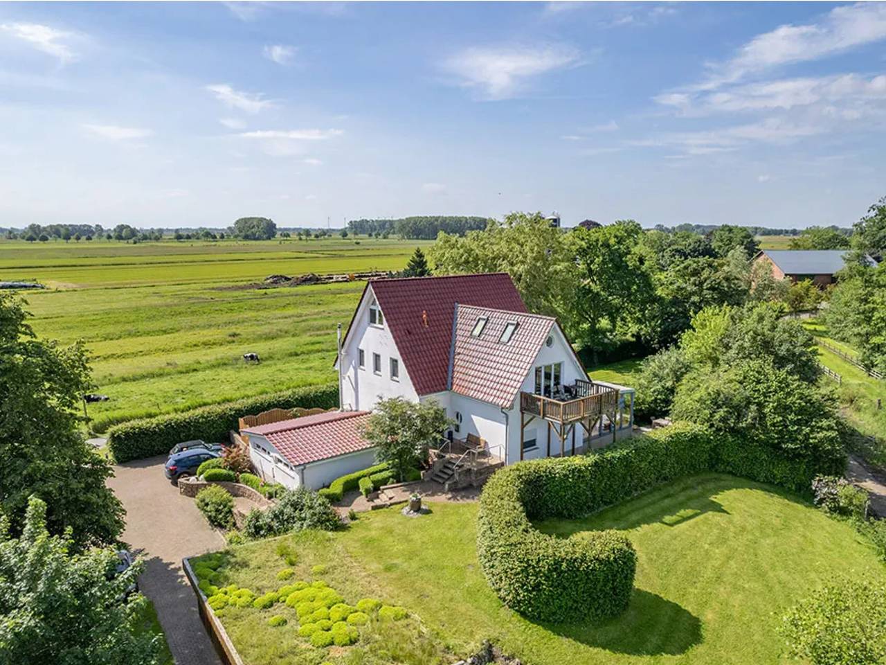 Ferienhaus Kuhweid mit Wellness-Bereich, privater Terrasse, Garten und Wlan auf Elbinsel Krautsand in Drochtersen, Cuxland