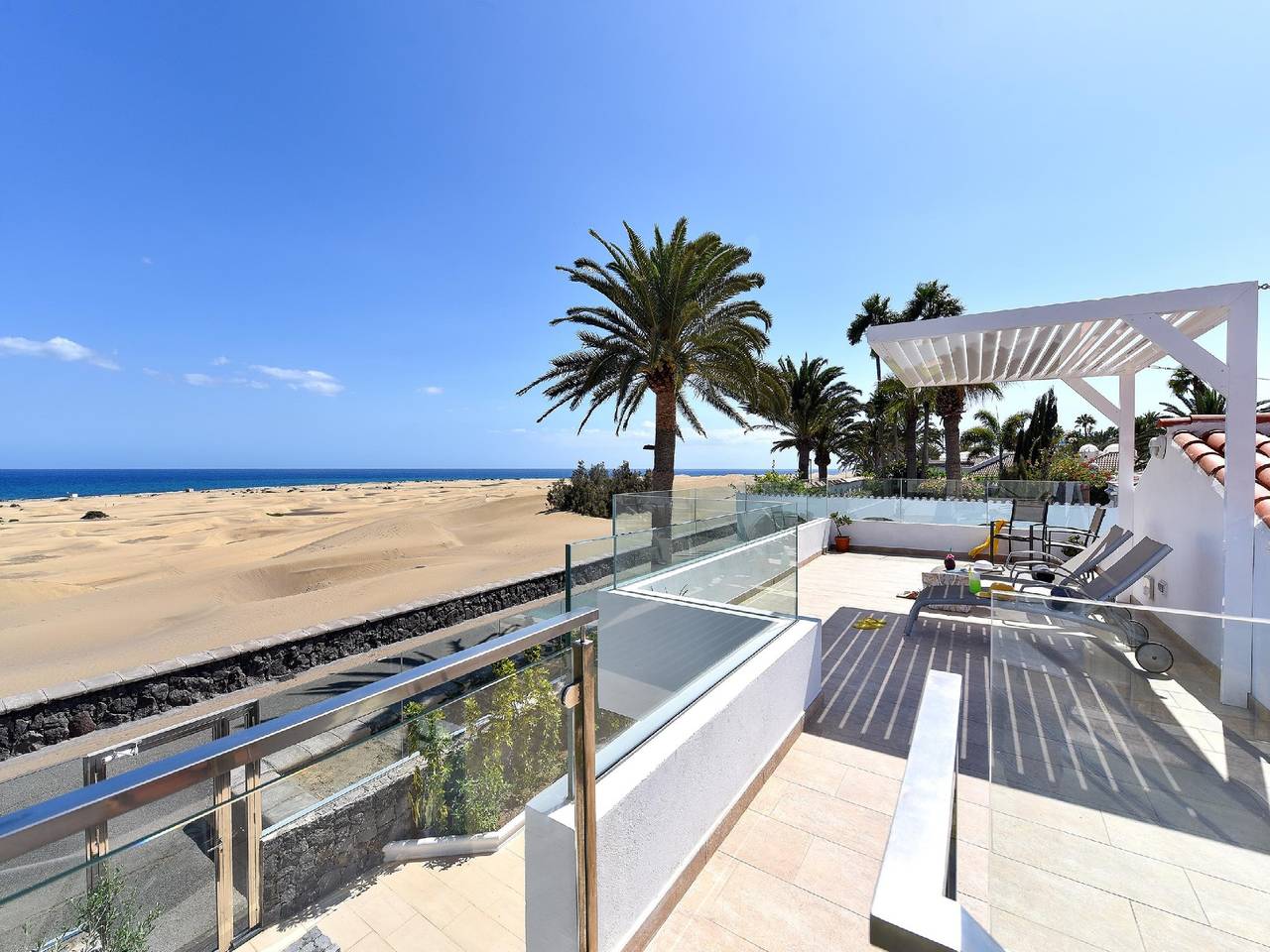 Villa Beachfront del Ingles | Exclusive Accommodation | Breathtaking Views Over the Sea and Dunes | Private Heated Pool | Terrace & Bbq | 200 m to Beach | Playa del Ingles in Maspalomas, San Bartolomé de Tirajana