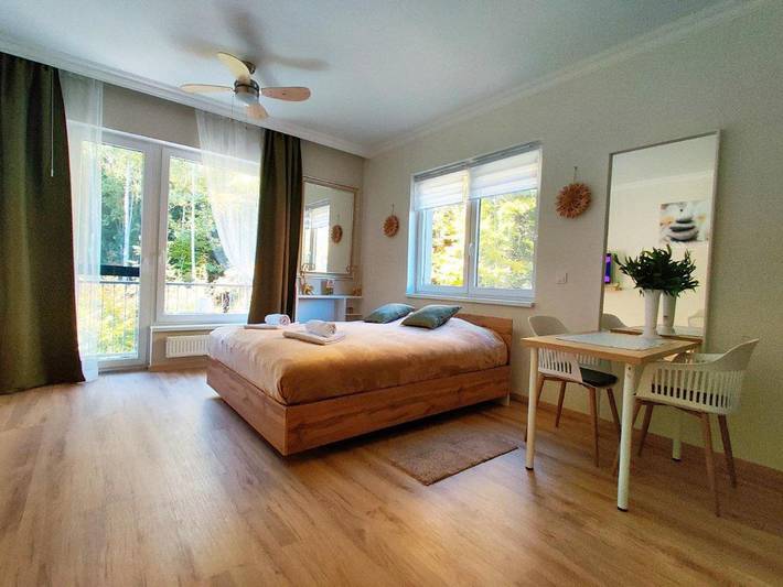 Ferienwohnung für 4 Personen, mit Balkon und Terrasse sowie Ausblick in Marienbad