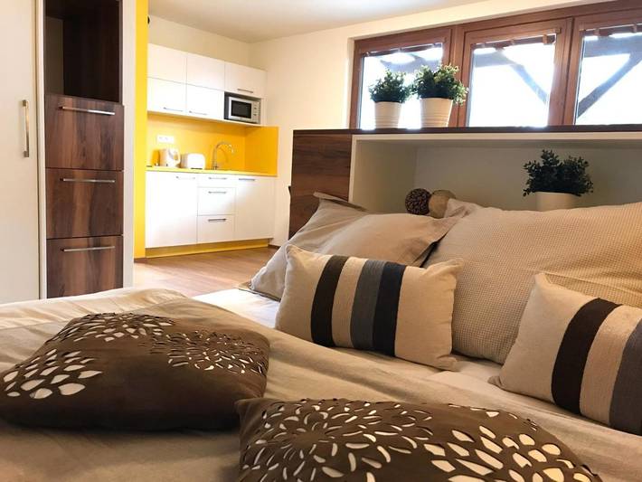 Ferienwohnung für 3 Personen, mit Ausblick und Garten in Lipno