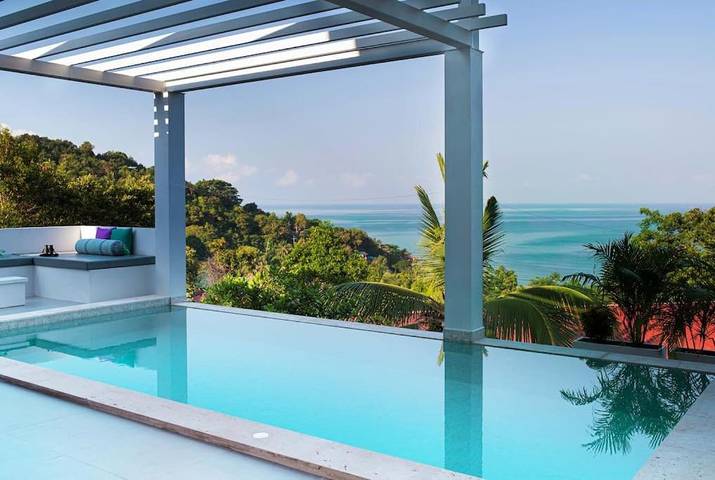Ferienhaus für 5 Personen, mit Pool und Terrasse sowie Garten und Ausblick auf Koh Phangan