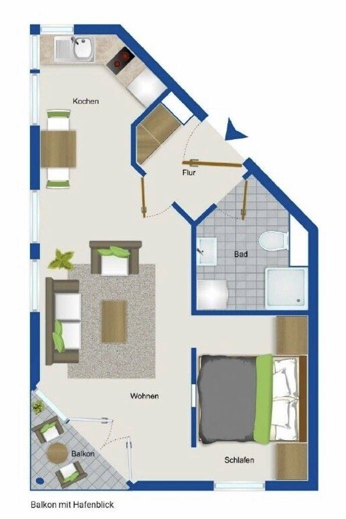 Ferienwohnung für 3 Personen, mit Balkon und Seeblick in Husum - 3