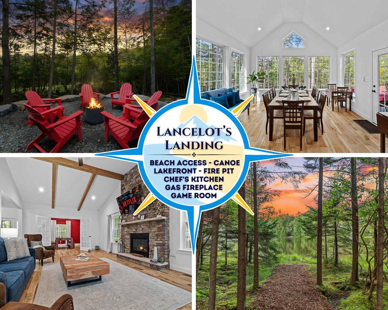 Luxe Lakefront 10min2Jfbb w Beach Gameroom Firepit in Blakeslee, Monroe County (PA)