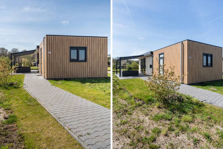 Chalet voor 4 personen, met sauna en uitzicht op het meer in Drenthe