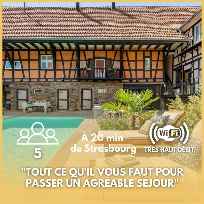 Location de vacances pour 5 personnes, avec Balcon et Terrasse ainsi que Jardin et Piscine à Nordhouse
