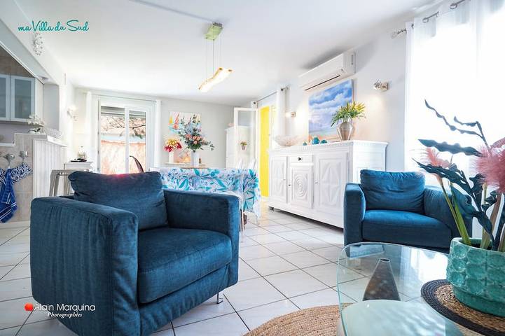 Ma Villa du Sud avec clim-Piscine Privée Chauffée-Borne Voitures Electriques 🦩 in Frontignan, Côte méditerranéenne (France)