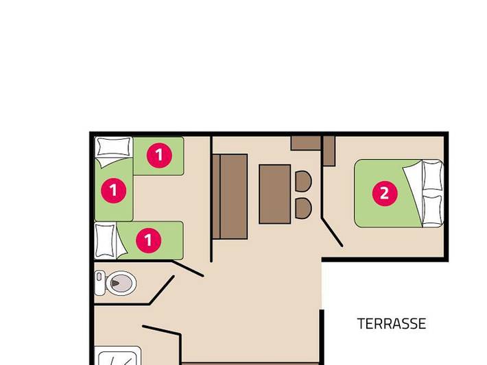 Camping Park Er Lann - Mobilheim 5 personen - Loggia 5 Personen (4 Erwachsene + 1 Kind) in Saint-Pierre-Quiberon, Côte des Mégalithes