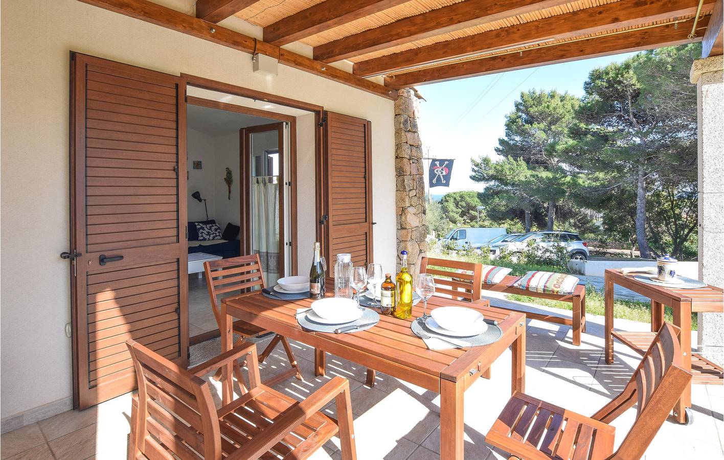 Apt mit Meerblick, AC, Parkplatz und Küche in Baia Sant'Anna, Olbia-Tempio
