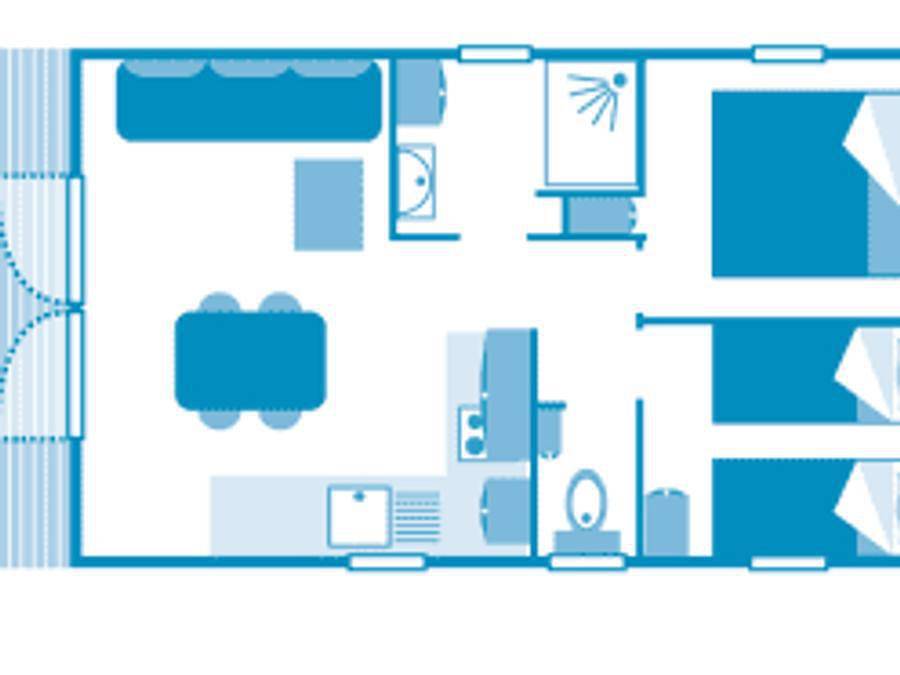 Camping Sandaya Les Rivages - Mobile home 4 persons - Cottage Dourbie 4p 2bed 1bath **** air conditioning in Millau, Parc naturel régional des Grands Causses