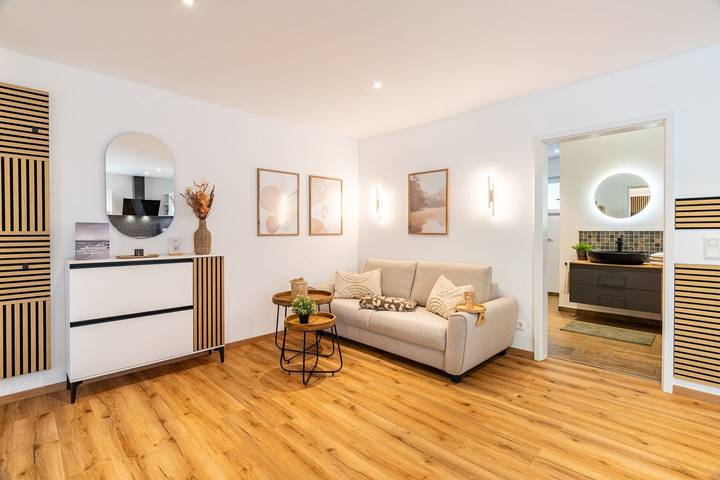 Ferienhaus für 4 Personen, mit Balkon und Garten sowie Sauna und Ausblick in Kölpinsee