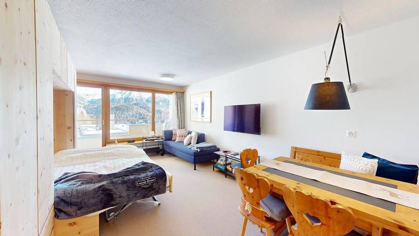 Ferienwohnung für 3 Personen, mit Balkon und Ausblick in St. Moritz