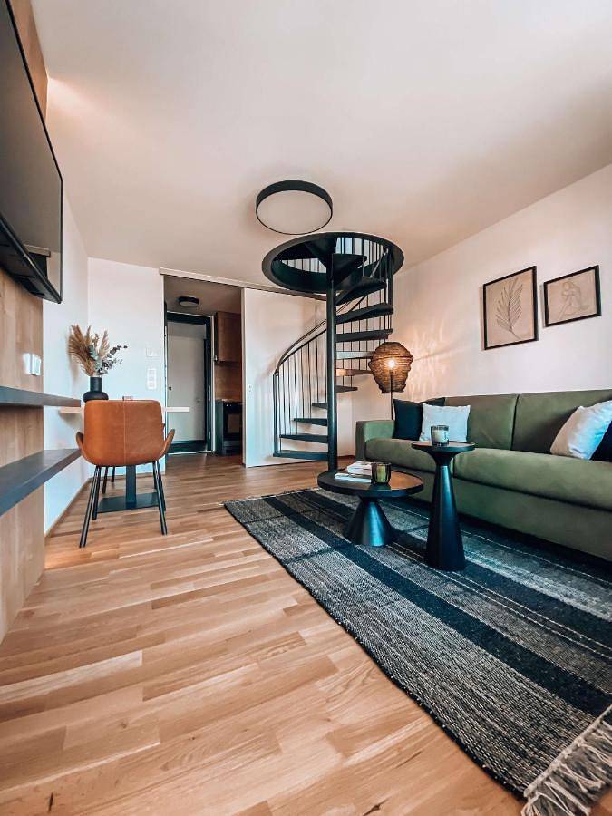 Appart’hôtel pour 2 personnes, avec jardin ainsi que sauna et vue