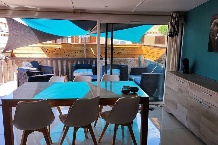 T3, 60 m², with a terrace, parking, swimming pools, and the ocean 200 m away. Wi-Fi, smart TV, air conditioning. in Portiragnes Plage, Portiragnes