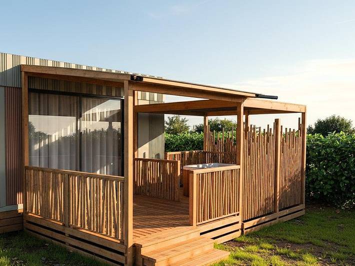 Mobil home pour 2 personnes, avec bassin pour enfant à Taden - 2