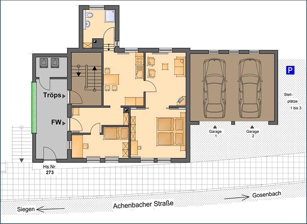 Ganze Wohnung, Ferienwohnung Ilse und Eberhard Tröps - Ferienwohnung mit kostenlosem Wlan in Siegen, Kreis Siegen-Wittgenstein