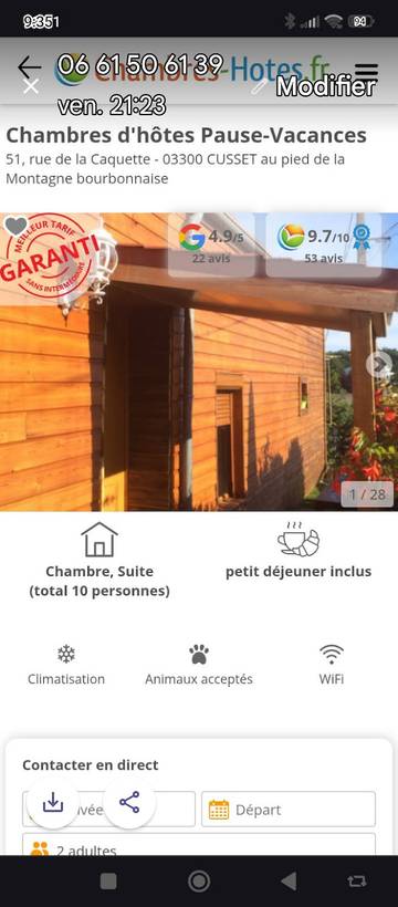 Chambre d’hôte pour 3 personnes, avec terrasse dans Allier