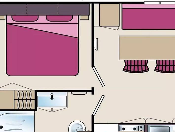 Mobil home pour 2 personnes, avec bassin pour enfant à Saint-Sornin - 3