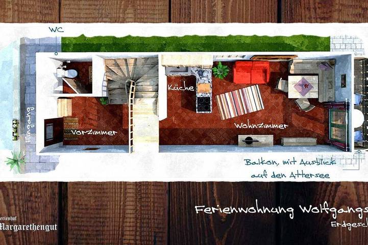 Ferienwohnung für 4 Personen, mit Balkon und Pool sowie Garten, mit Haustier in Unterach am Attersee