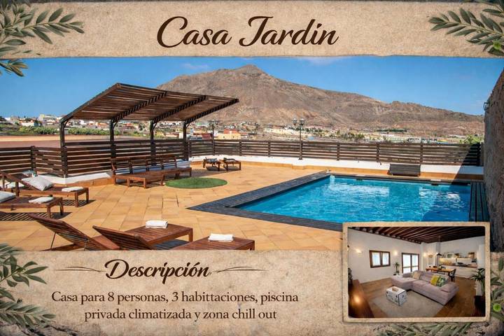 Chalet para 2 personas, con vistas y terraza además de jardín y piscina, Se admiten mascotas en Gran Canaria