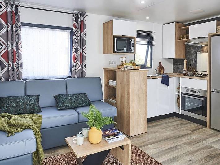 Flower Camping La Hallerais - Mobilheim 4 personen - Mobil Home Premium 32 m² - (2 Schlafräume - 4 Pers.) + Terrasse in Taden, Dinan und Umgebung