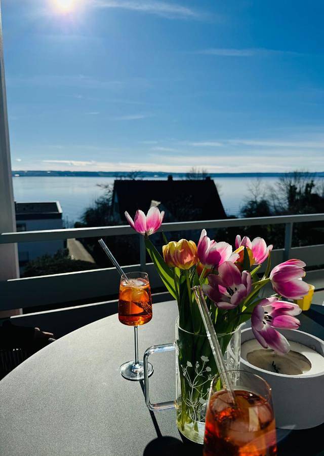 Ferienwohnung für 4 Personen, mit Balkon und Terrasse sowie Ausblick und Seeblick in Hagnau am Bodensee