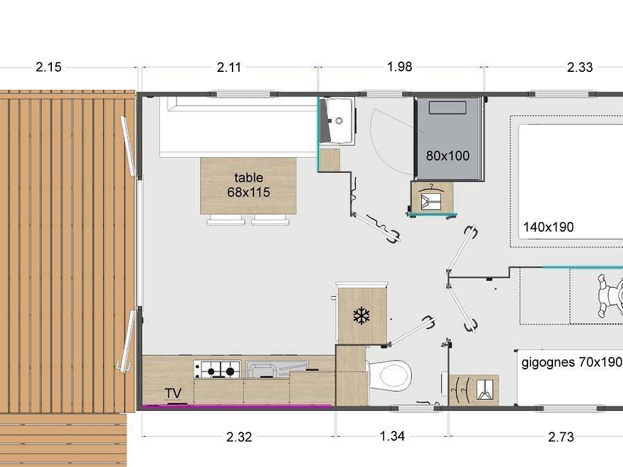 Camping Bellevue - Mobilhome 4 personnes - Catamaran 25m² Terrasse semi-couverte in Hillion, Côte de Goëlo