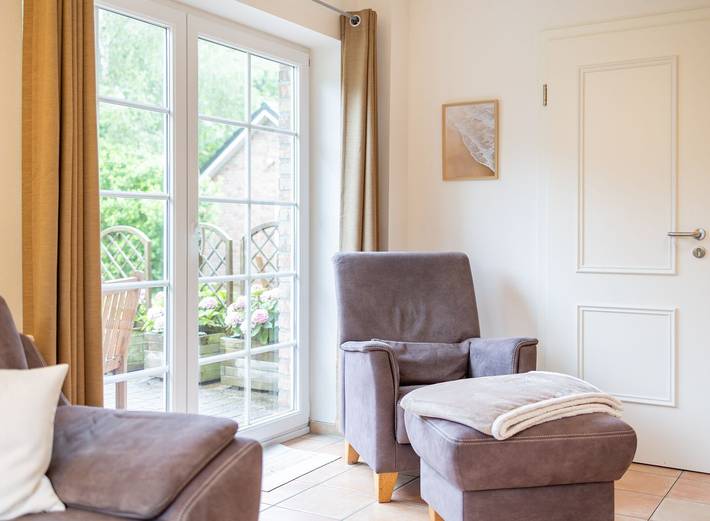 Ferienwohnung für 2 Personen, mit Terrasse und Garten sowie Sauna und Ausblick in Süddorf - 3