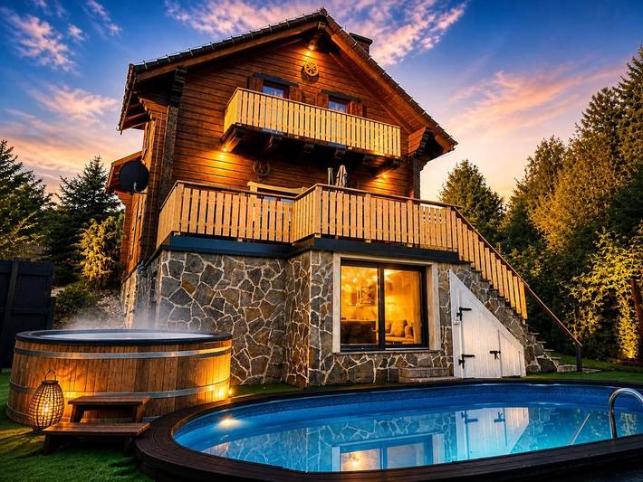 Ferienhaus für 16 Personen, mit Sauna und Terrasse sowie Whirlpool und Pool, mit Haustier