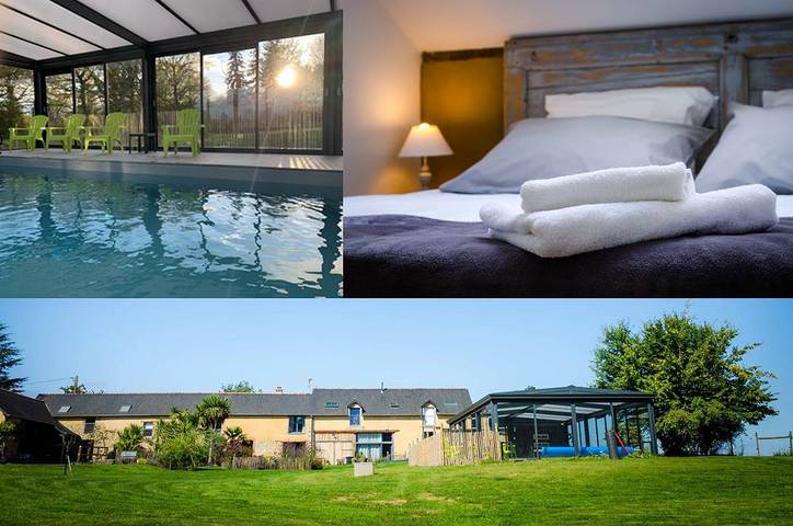 Gîte pour 6 personnes, avec Terrasse et Jardin ainsi que Piscine et Vue à Saint-Germain-sur-Ille
