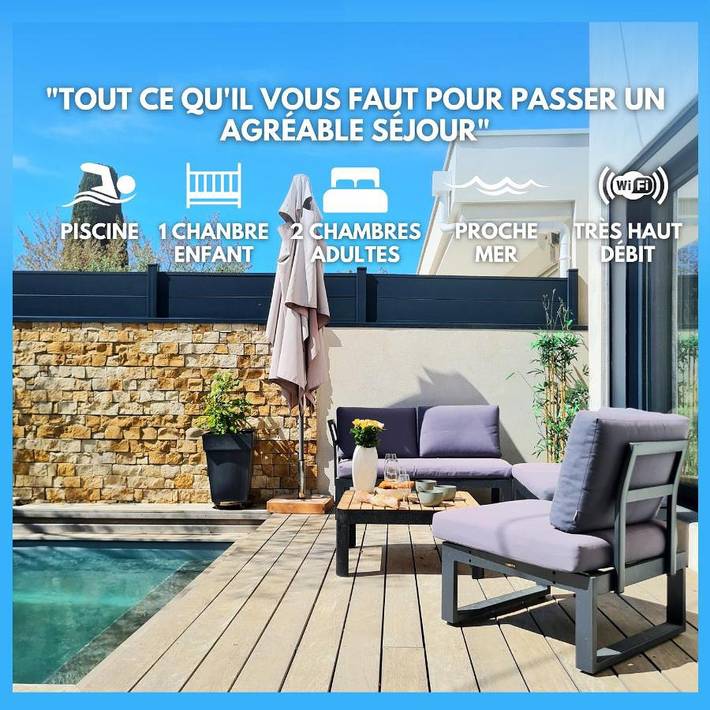 Villa pour 6 personnes, avec jardin et piscine, adapté aux familles à Montpellier