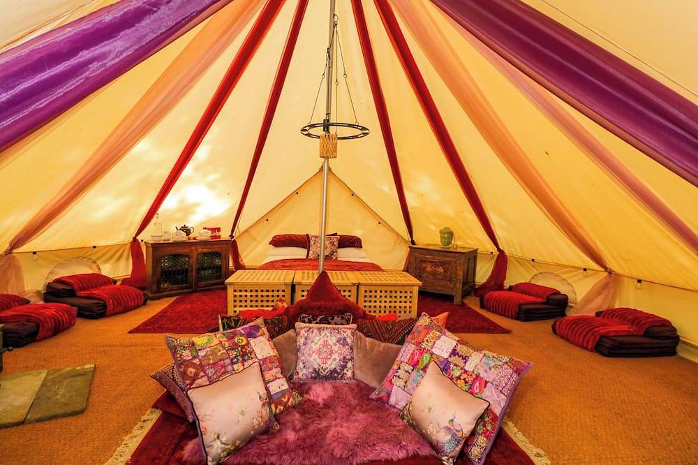 Bedouin Bell Tent, pet friendly, with open fire in Woolton Hill in Hampshire