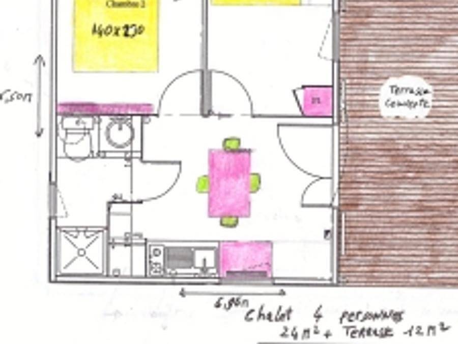 Camping Les Coteaux du Lac - Chalet 4 personen - Chalet 24m² (2 Zimmer) mit überdachter Terrasse 4 Pers. in Chemillé-sur-Indrois, Loches und Umgebung