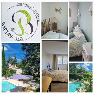 Chambre d’hôte pour 2 personnes, avec piscine et jardin à Espeluche