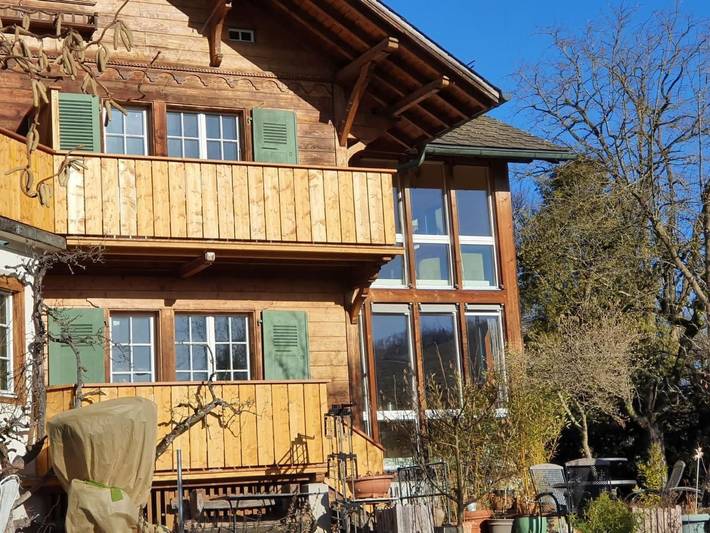 Ferienwohnung für 3 Personen, mit Balkon und Terrasse sowie Garten