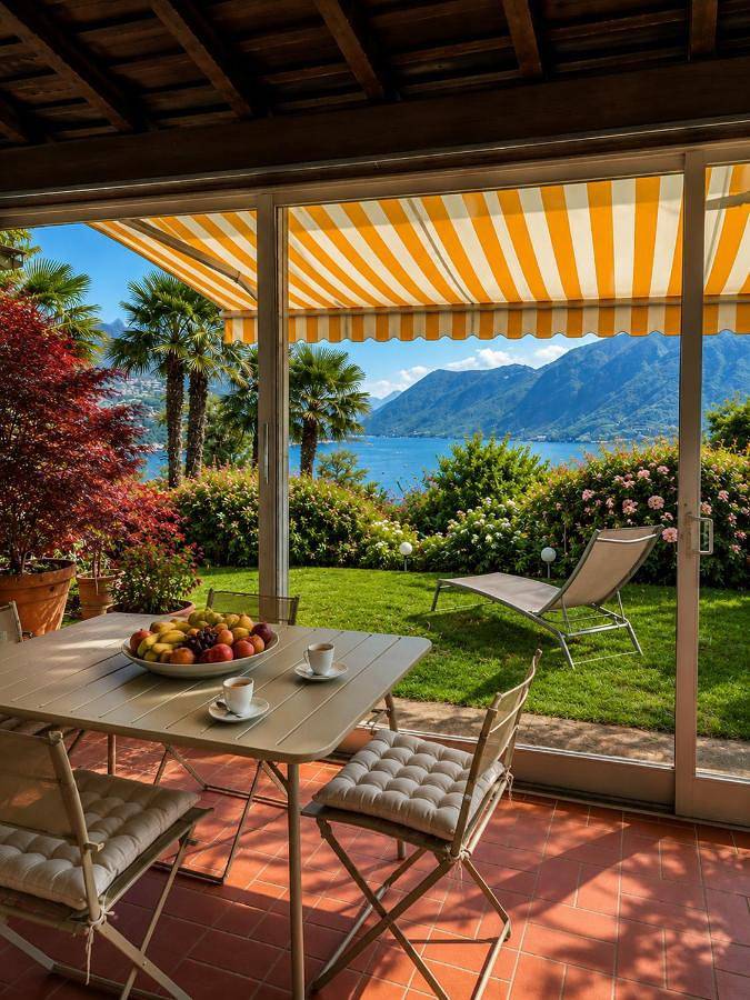 Ferienhaus mit Meerblick für 4 Personen, mit Balkon und Terrasse sowie Garten und Ausblick in Lugano